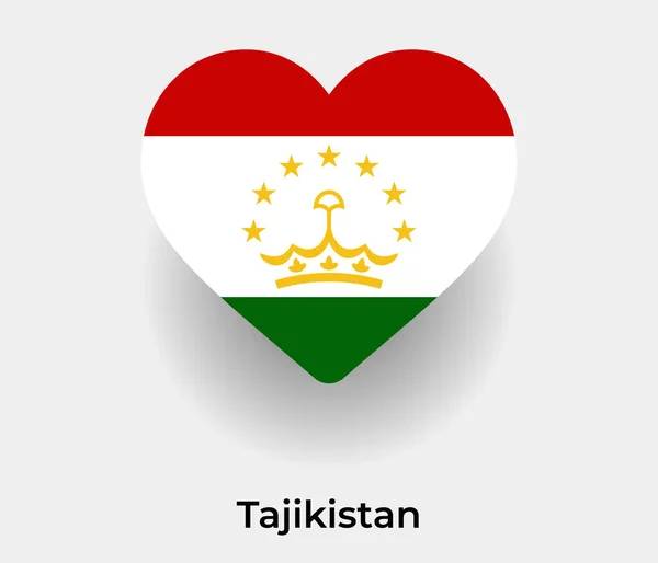 Tadżykistan Flaga Serce Kształt Kraj Ikona Wektor Ilustracja — Wektor stockowy