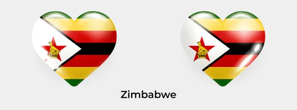 Zimbabwe Flaga Realistyczne Szkło Serce Ikona Wektor Ilustracja — Wektor stockowy