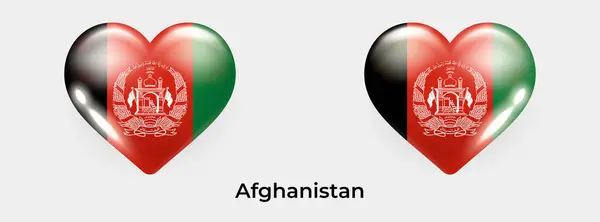 Afghánistán Vlajka Realistický Glas Srdce Ikona Vektor Ilustrace — Stockový vektor