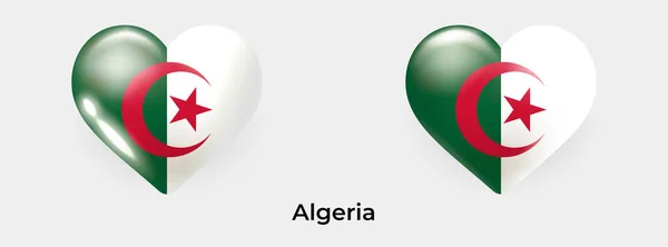 アルジェリアの旗 現実的なグラスハートアイコン ベクターのイラスト — ストックベクタ