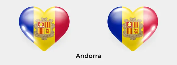 Прапор Андорри Реалістична Іконка Серця Векторні Ілюстрації — стоковий вектор