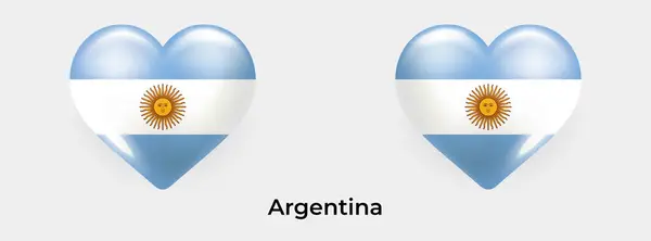 アルゼンチン国旗リアルなグラスハートアイコンベクターイラスト — ストックベクタ
