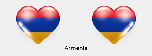 Armenia Flaga Realistyczne Szkło Serce Ikona Wektor Ilustracja — Wektor stockowy