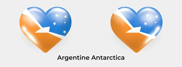 Argentinische Antarktis Flagge Realistische Glas Herz Symbol Vektor Illustration — Stockvektor