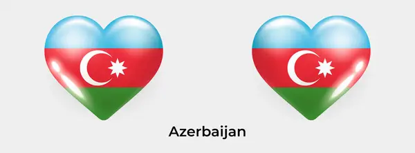 Azerbaiyán Bandera Realista Glas Icono Del Corazón Ilustración Vectorial — Archivo Imágenes Vectoriales