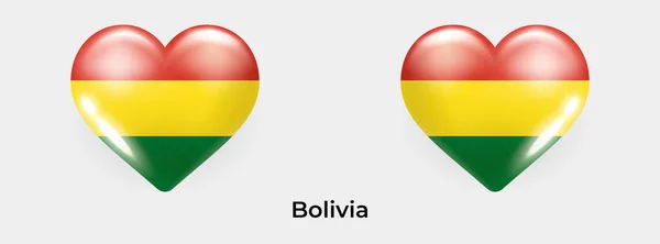 Bolivya Bayrağı Gerçekçi Cam Kalp Vektör Çizimi — Stok Vektör