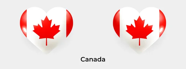 Bandera Canadá Realista Glas Icono Del Corazón Vector Ilustración — Archivo Imágenes Vectoriales