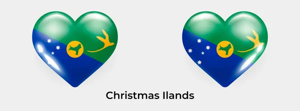 圣诞岛旗现实的心形图标矢量插图 — 图库矢量图片