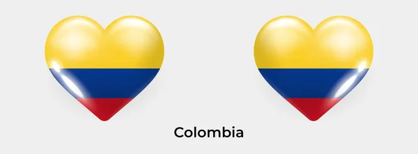 Kolombiya Bayrağı Gerçekçi Cam Kalp Ikonu Çizimi — Stok Vektör