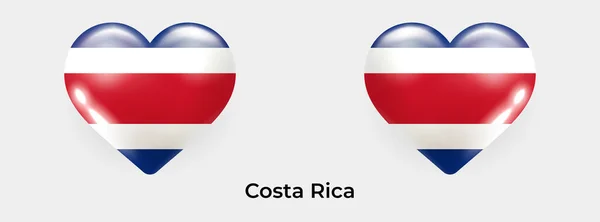 哥斯达黎加国旗现实的心形图标矢量插图 — 图库矢量图片
