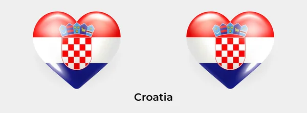 Kroatien Flagge Realistische Glas Herz Ikone Vektor Illustration — Stockvektor