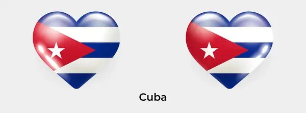 Κούβα Σημαία Ρεαλιστική Εικόνα Διάνυσμα Εικονίδιο Καρδιά Γυαλί — Διανυσματικό Αρχείο