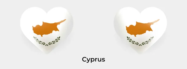 Κύπρος Σημαία Ρεαλιστική Εικόνα Διάνυσμα Εικονίδιο Καρδιά Γυαλί — Διανυσματικό Αρχείο