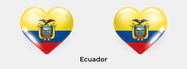 Прапор Еквадору Реалістична Іконка Серця Векторні Ілюстрації — стоковий вектор