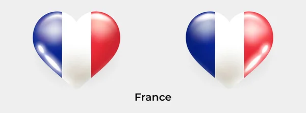 Σημαία Της Γαλλίας Ρεαλιστική Εικόνα Διάνυσμα Εικονίδιο Καρδιά Γυαλί — Διανυσματικό Αρχείο