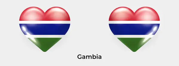 Gambia Flag Realistis Glas Ikon Hati Vektor Ilustrasi - Stok Vektor