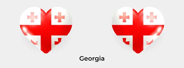 Grúzia Zászló Realisztikus Üvegszív Ikon Vektor Illusztráció — Stock Vector