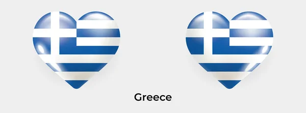 Ilustrasi Vektor Ikon Jantung Glas Realistik Bendera Yunani - Stok Vektor