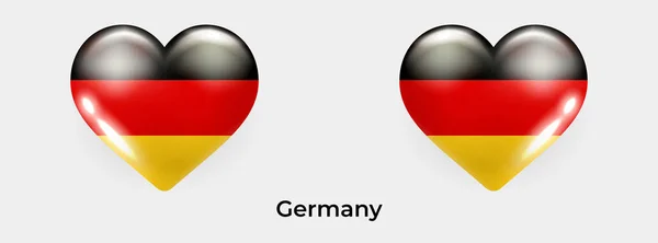 Německo Vlajka Realistický Glas Srdce Ikona Vektor Ilustrace — Stockový vektor
