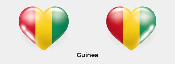 几内亚国旗现实的心形图标矢量插图 — 图库矢量图片