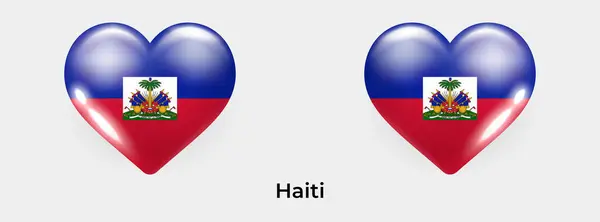 海地国旗现实的心形图标矢量插图 — 图库矢量图片