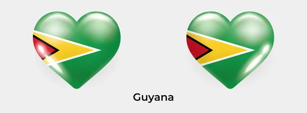 Гайанский Флаг Реалистичная Иллюстрация Иконок Сердца — стоковый вектор
