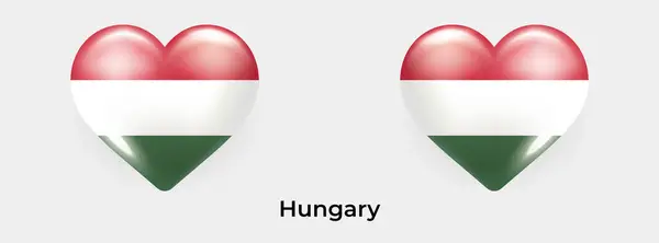 Hongarije Vlag Realistisch Glas Hart Icoon Vector Illustratie — Stockvector