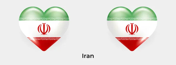 Írán Vlajka Realistický Glas Srdce Ikona Vektor Ilustrace — Stockový vektor