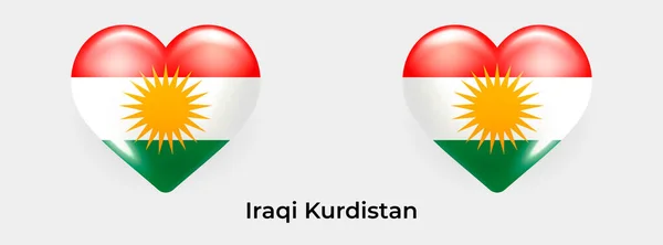Irácká Kurdistánská Vlajka Realistický Glazura Srdce Ikona Vektor Ilustrace — Stockový vektor