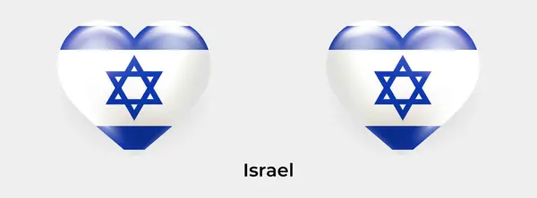 Bandera Israel Realista Glas Icono Del Corazón Vector Ilustración — Vector de stock