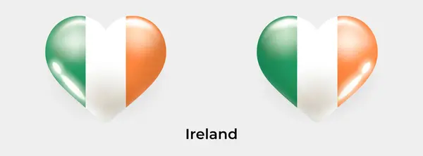 Irlanda Bandeira Realista Ícone Coração Ilustração Vetor — Vetor de Stock