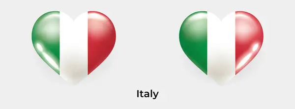 Włochy Flaga Realistyczne Szkło Serce Ikona Wektor Ilustracja — Wektor stockowy