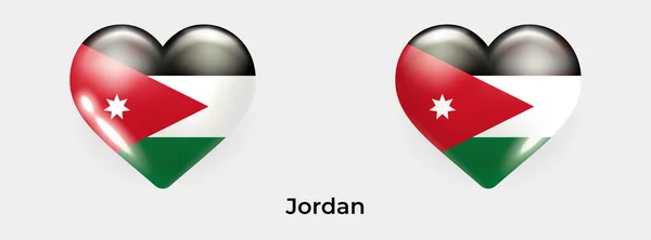 Jordania Flaga Realistyczne Szkło Serce Ikona Wektor Ilustracja — Wektor stockowy