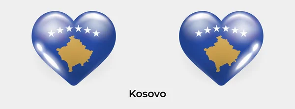 stock vector Kosovo flag realistic glas heart icon vector illustration