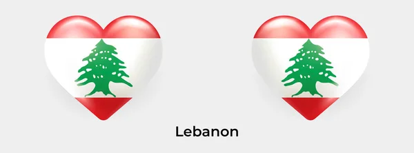 Liban Flaga Realistyczne Szkło Serce Ikona Wektor Ilustracja — Wektor stockowy