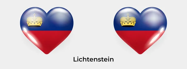 Lichtenstein Flagge Realistische Glas Herz Ikone Vektor Illustration — Stockvektor