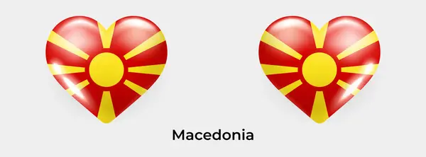 Macedónia Bandeira Realista Coração Ícone Vetor Ilustração — Vetor de Stock
