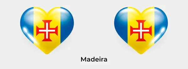 马德拉旗现实的心形图标矢量插图 — 图库矢量图片