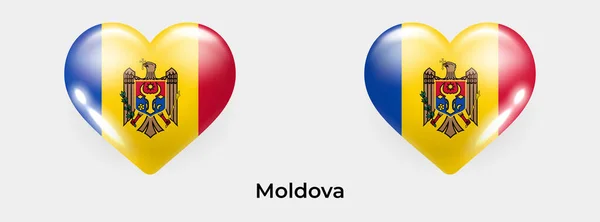 Bandeira Moldávia Ilustração Vetor Ícone Coração Realistas —  Vetores de Stock