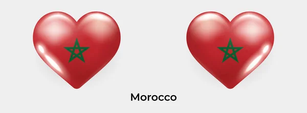 Marokko Flagge Realistische Glas Herz Symbol Vektor Illustration — Stockvektor