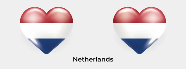 Bandeira Holanda Ilustração Vetor Ícone Coração Realistas — Vetor de Stock