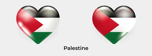 Filistin Bayrağı Gerçekçi Cam Kalp Ikonu Çizimi — Stok Vektör
