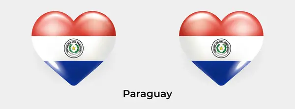 Paraguay Bayrağı Gerçekçi Cam Kalp Vektör Çizimi — Stok Vektör