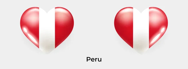 Peru Zászló Realisztikus Üvegszív Ikon Vektor Illusztráció — Stock Vector