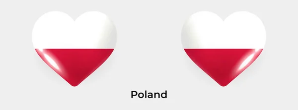 ポーランド国旗リアルなグラスハートアイコンベクターイラスト — ストックベクタ
