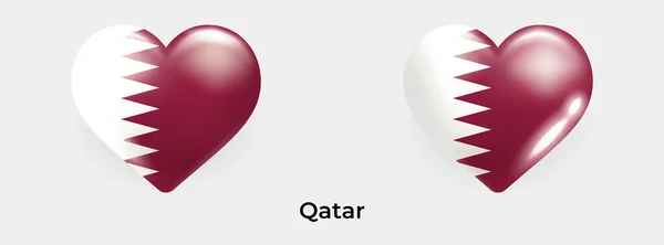 Katar Flagge Realistische Glas Herz Ikone Vektor Illustration — Stockvektor