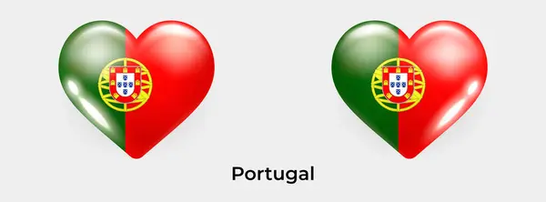 Португалія Прапор Реалістичний Гладкий Значок Серця Векторні Ілюстрації — стоковий вектор