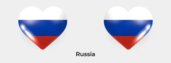 Российский Флаг Реалистичной Иллюстрации Иконок Сердца — стоковый вектор