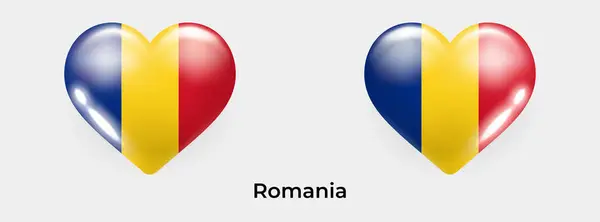 罗马尼亚国旗现实的心形图标矢量插图 — 图库矢量图片