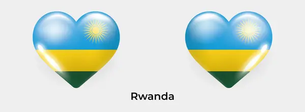 Rwanda Flagga Realistiskt Glas Hjärta Ikon Vektor Illustration — Stock vektor